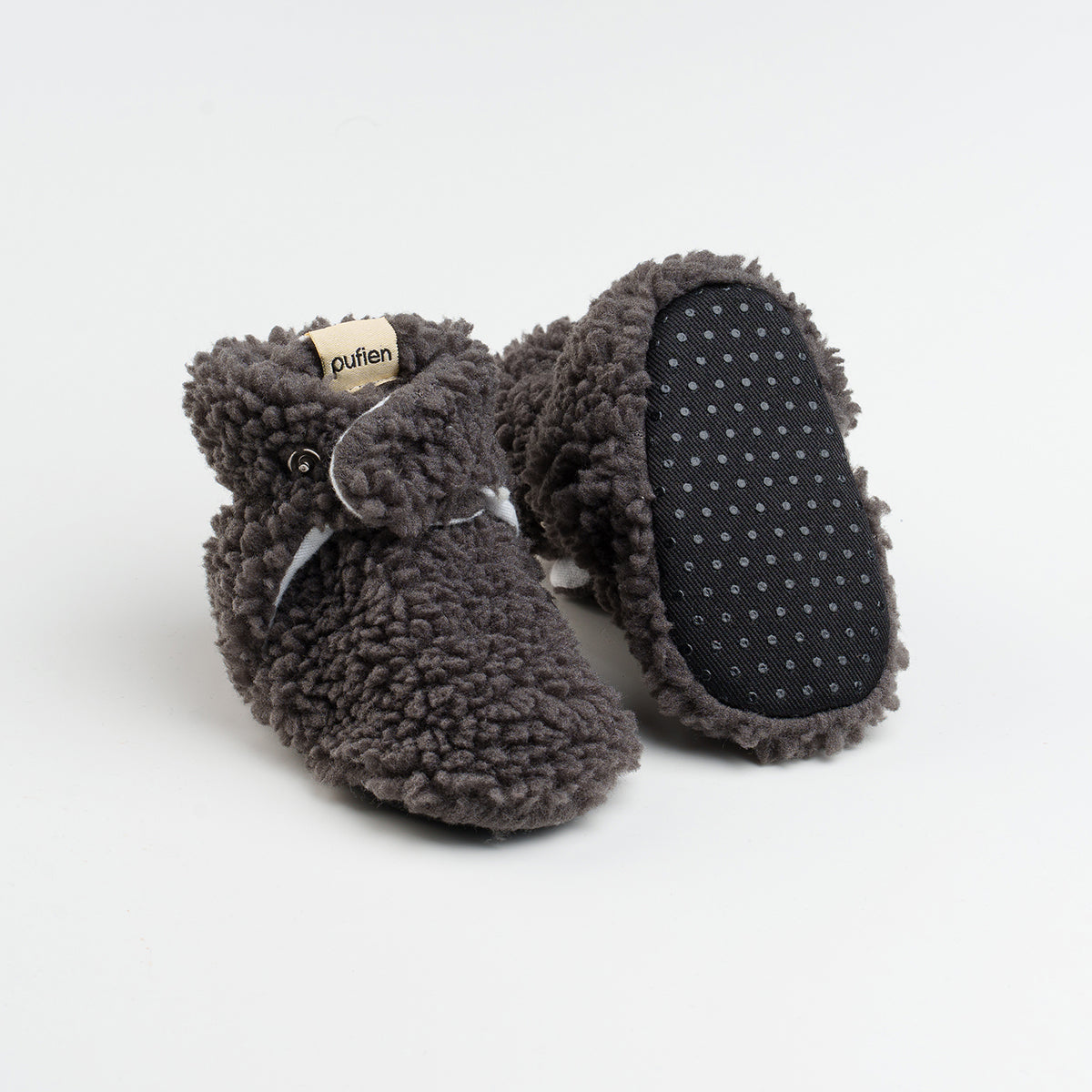 Anthracite Fluffy Baby Booties