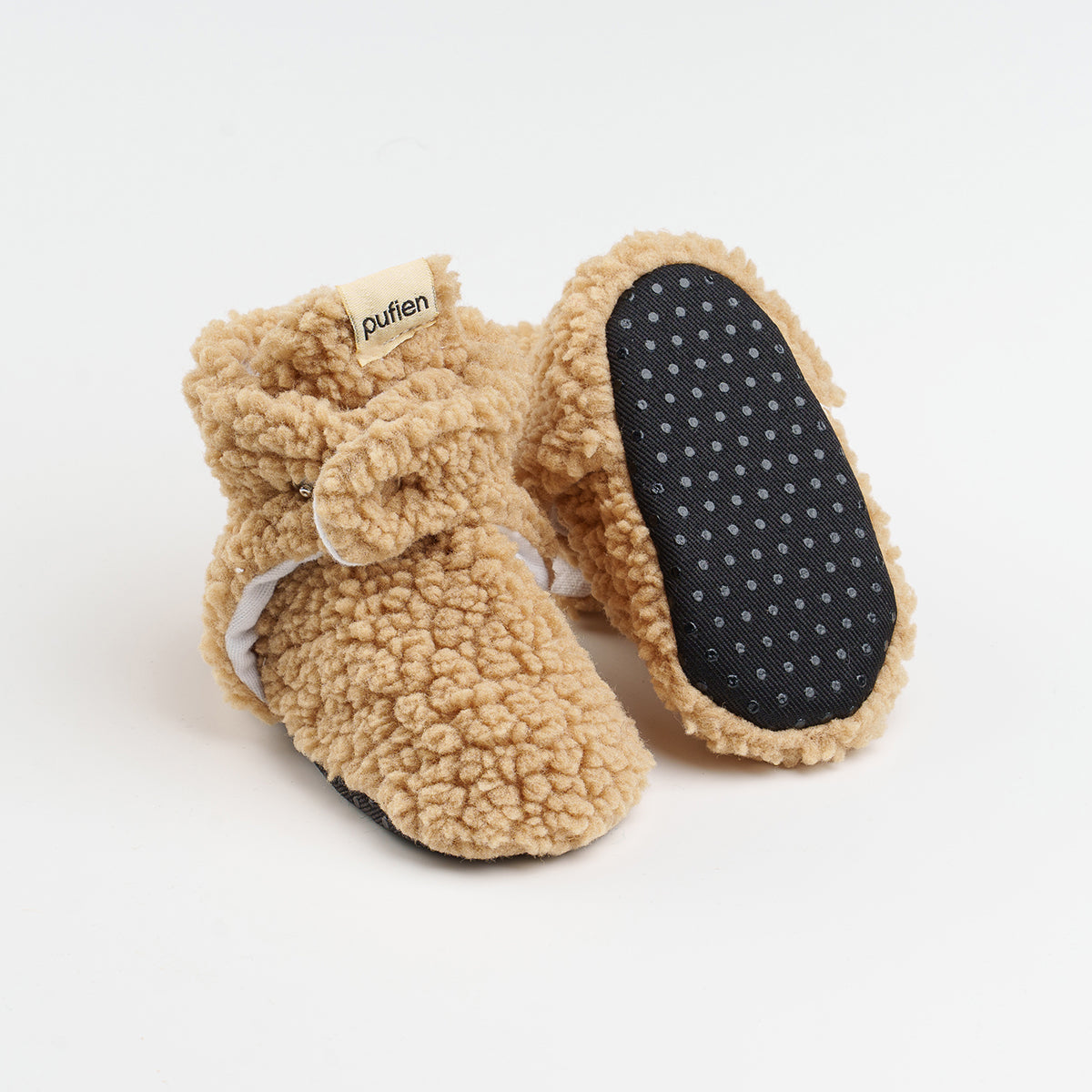 Beige Fluffy Baby Booties