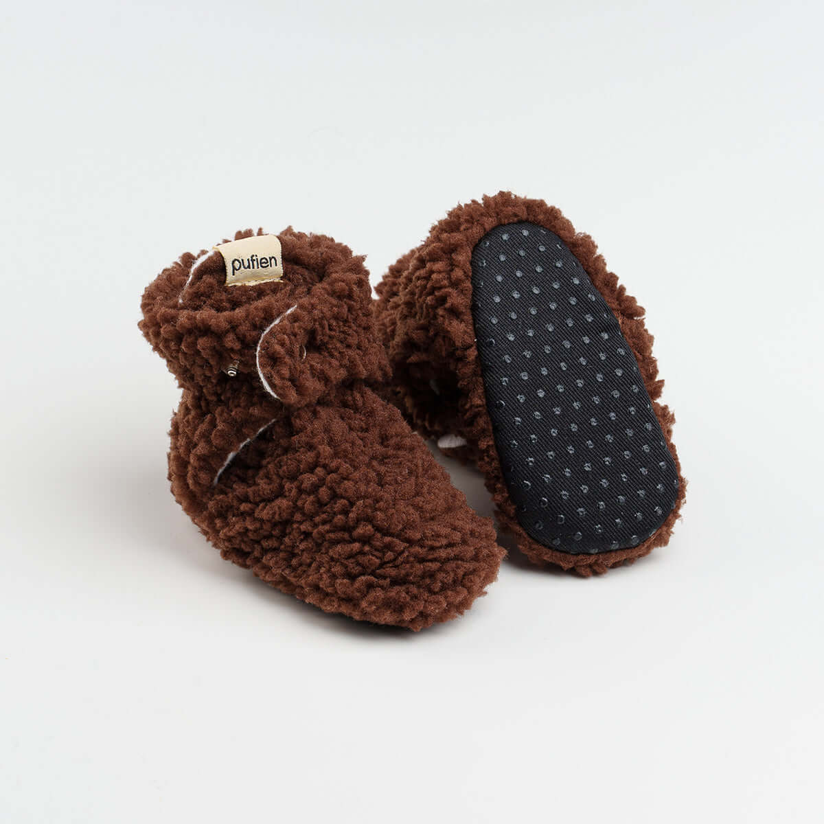 Brown Fluffy Baby Booties