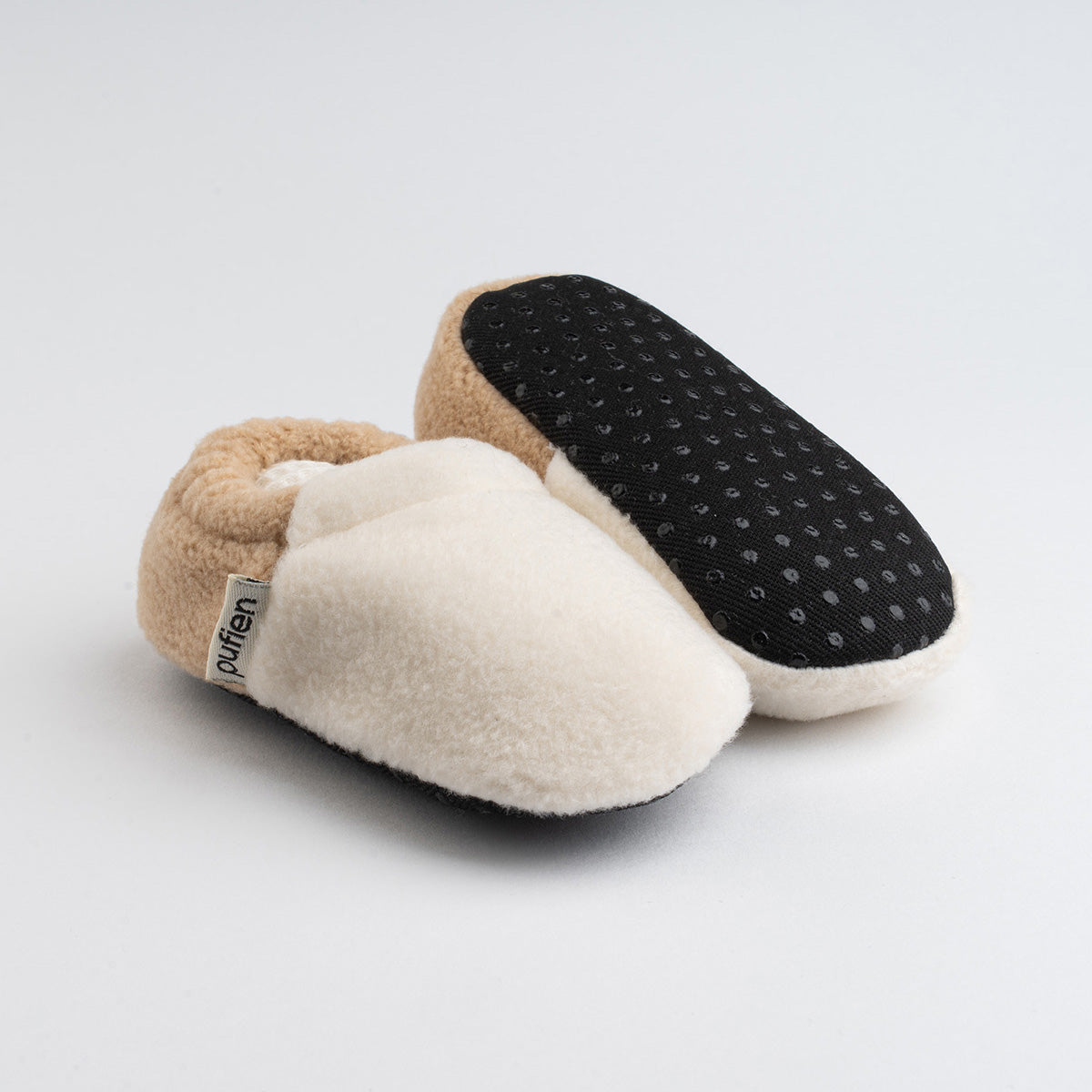 Beige-White Short Neck Baby Booties