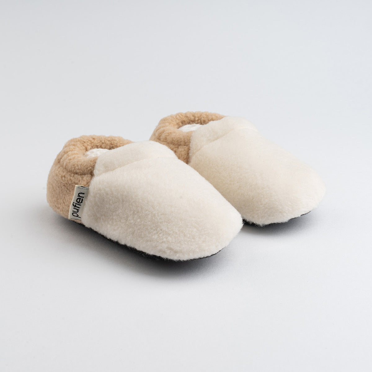Beige-White Short Neck Baby Booties
