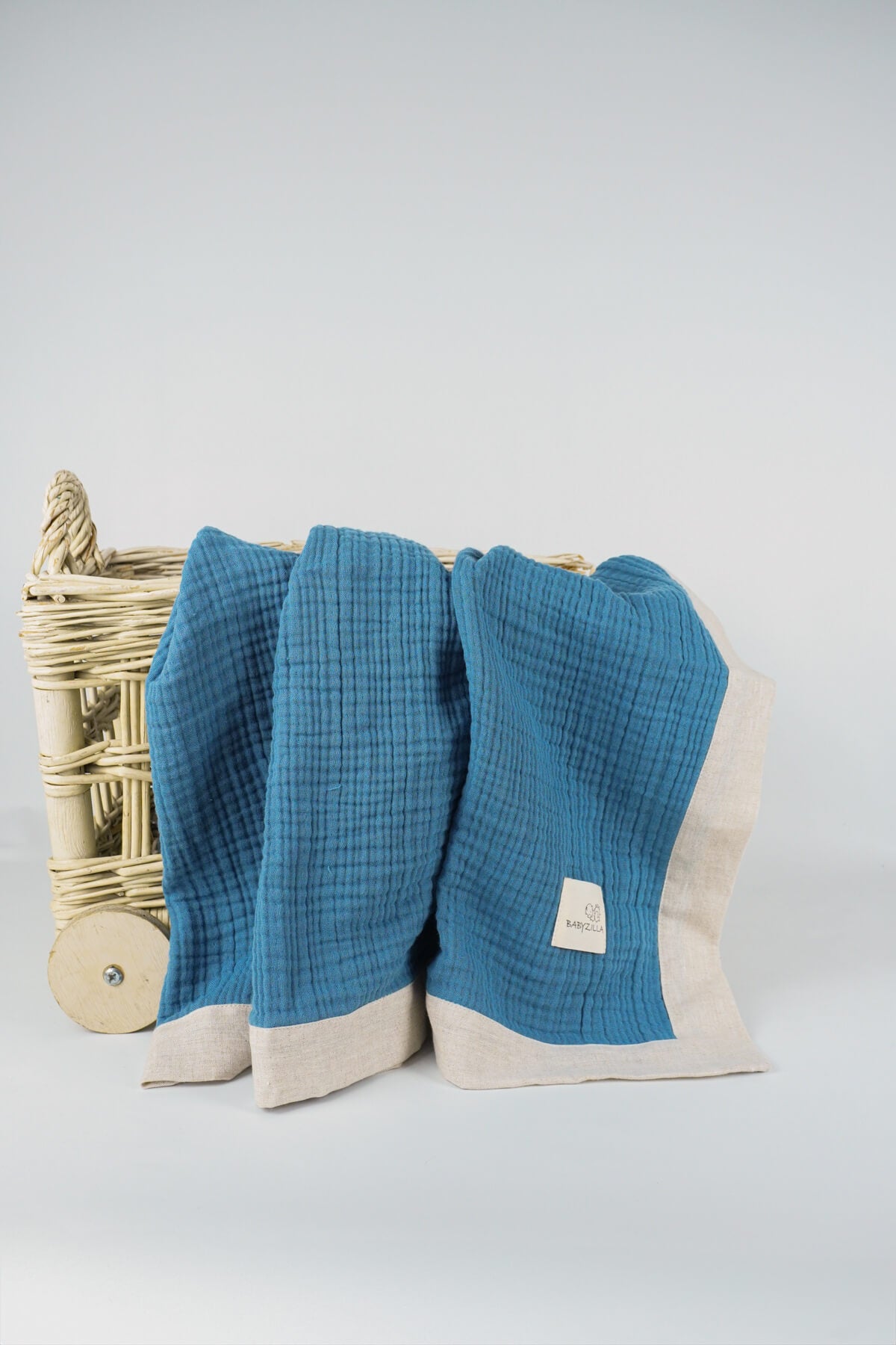 Blue Organic Muslin Baby Blanket 