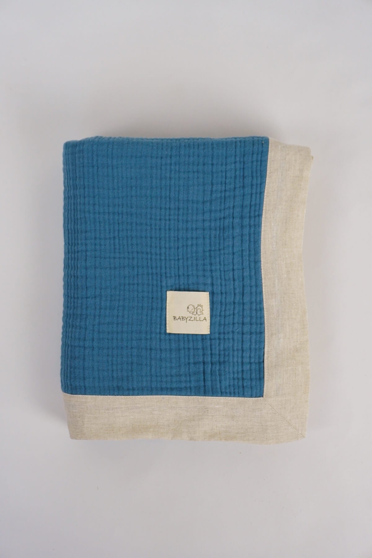 Blue Organic Muslin Baby Blanket 