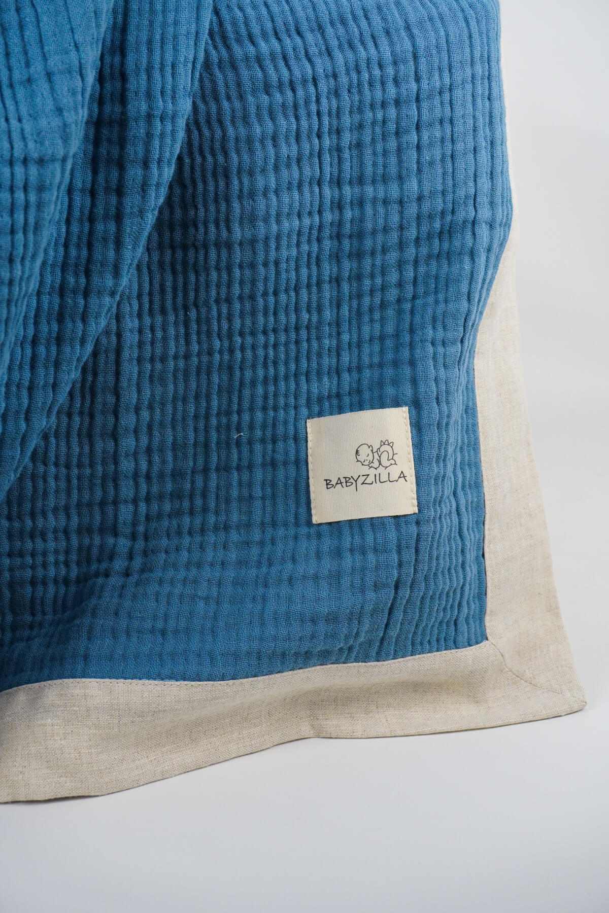 Blue Organic Muslin Baby Blanket 