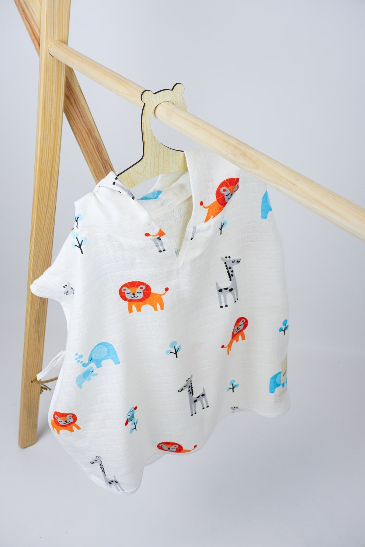 Safari Patterned Organic Muslin Poncho