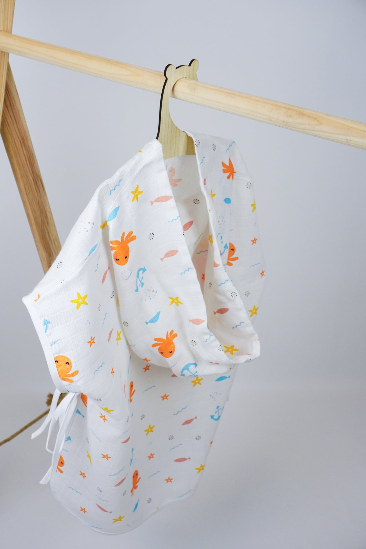 Sailor Patterned Organic Muslin Poncho