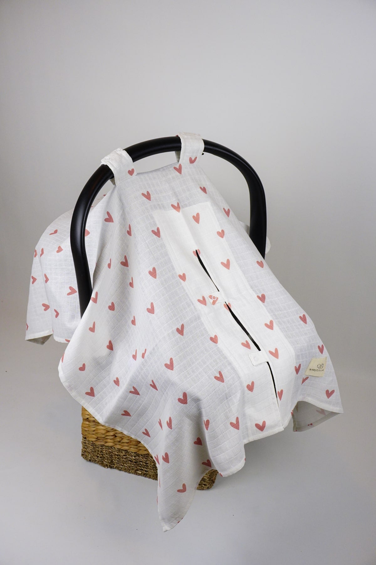 Heart Patterned Muslin Stroller and Pushchair Cover