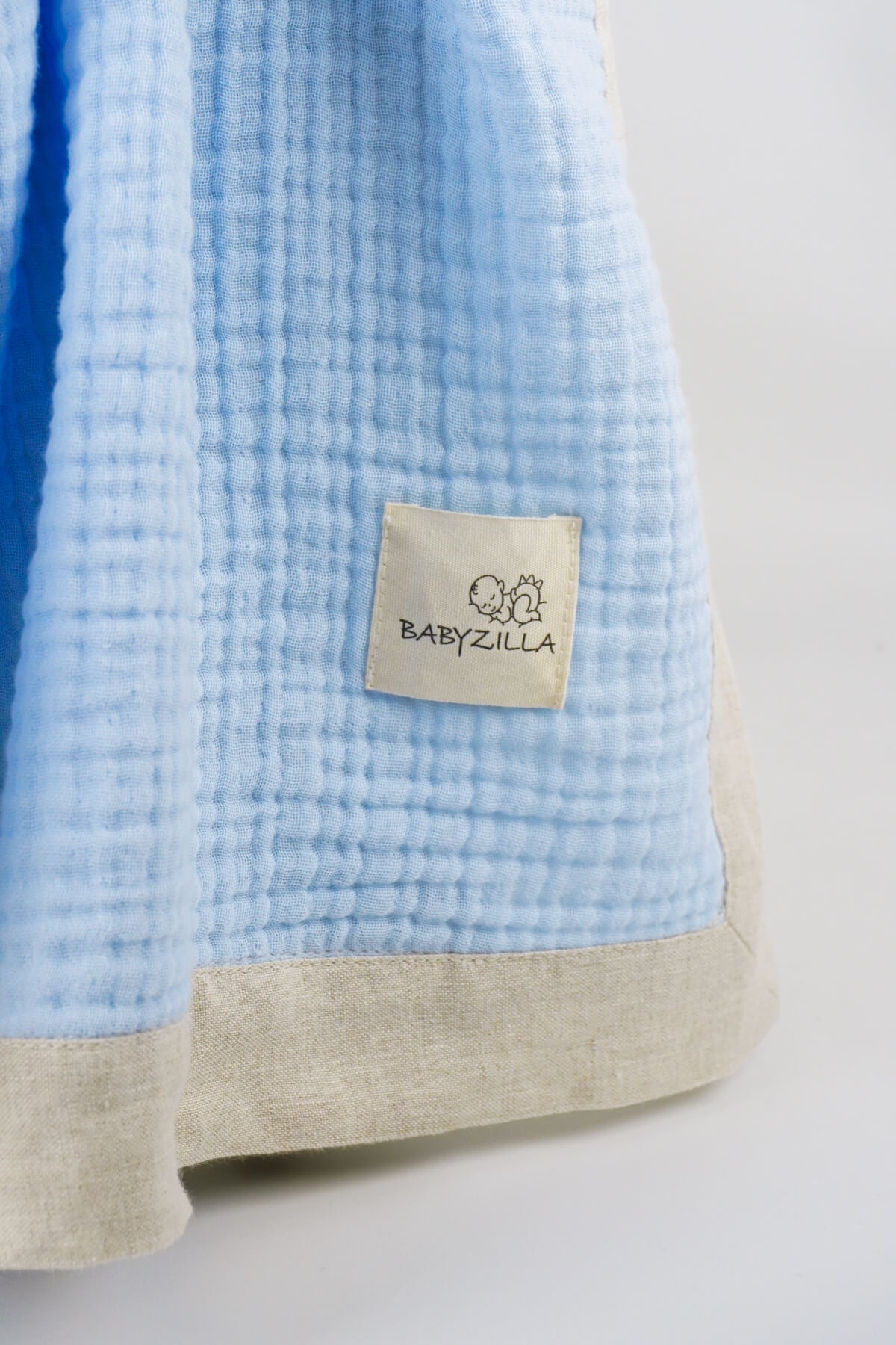 Light Blue Organic Muslin Baby Blanket 