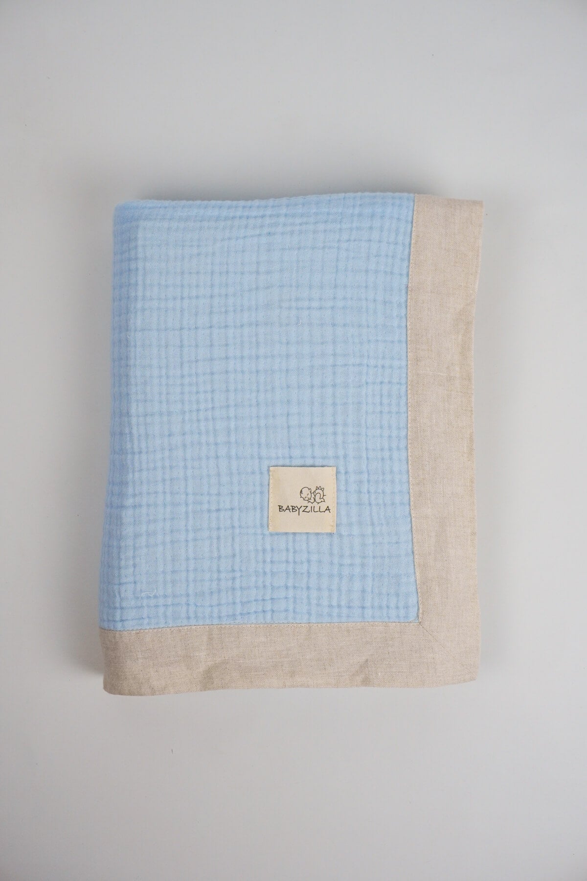 Light Blue Organic Muslin Baby Blanket 