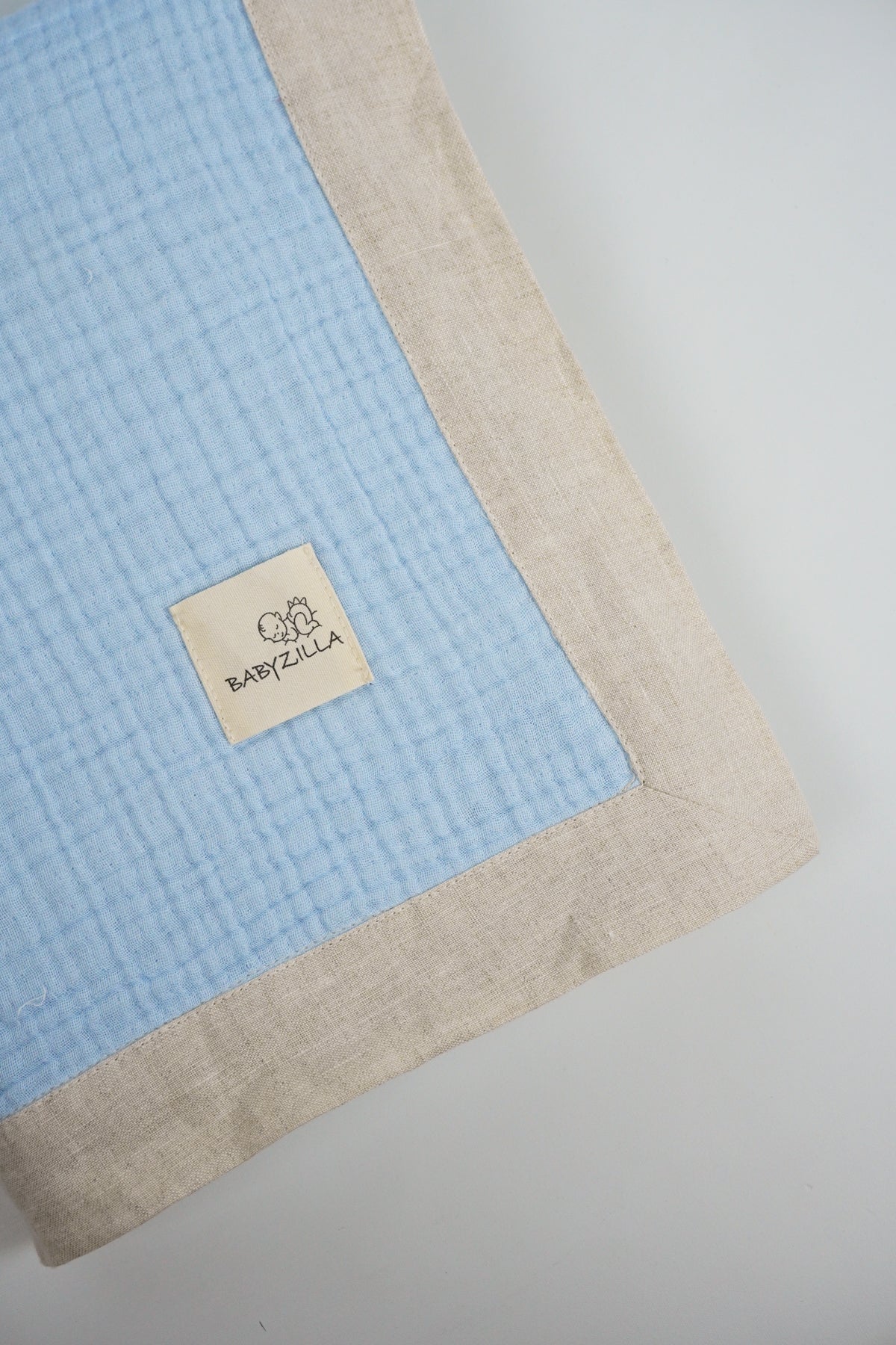 Light Blue Organic Muslin Baby Blanket 