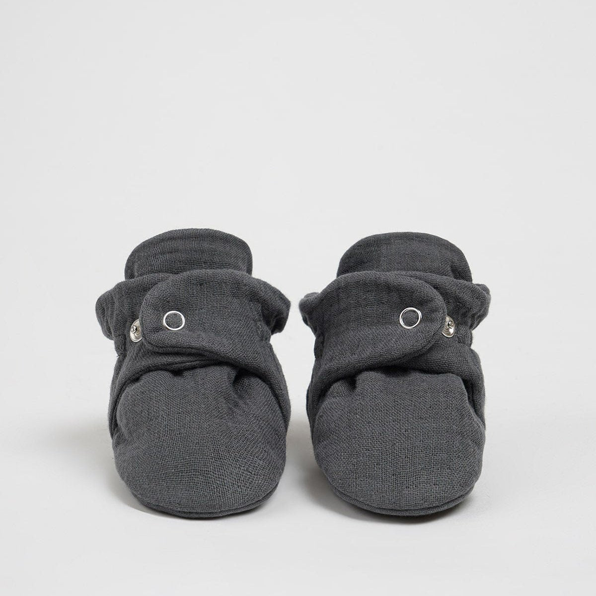 Organic Cotton Muslin Anthracite Baby Booties