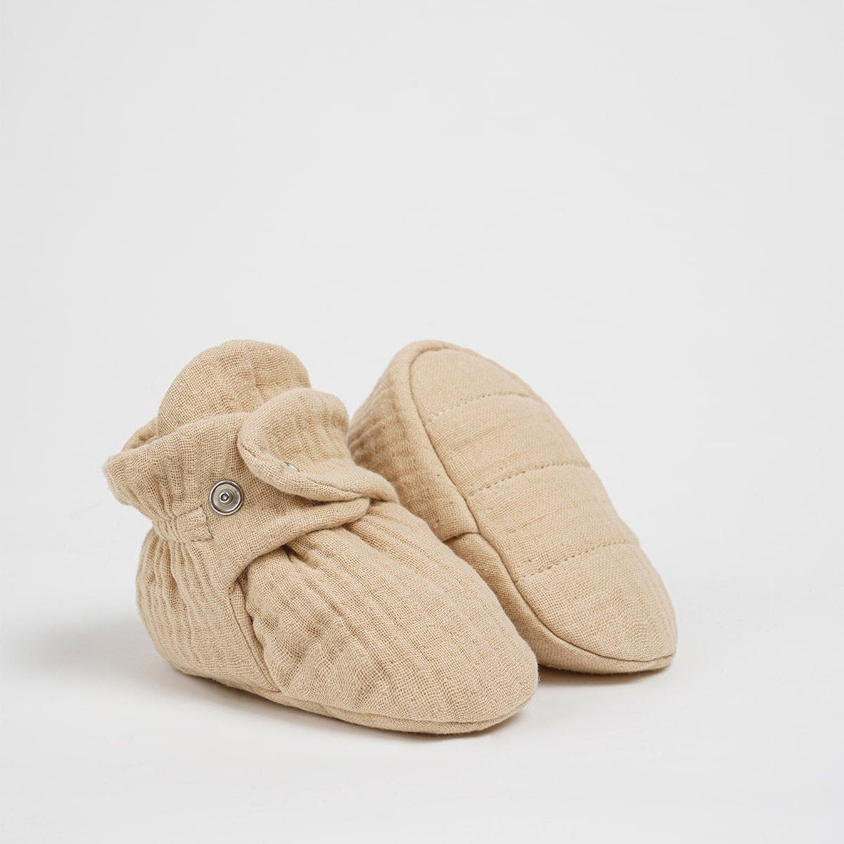 Organic Cotton Muslin Beige Baby Booties