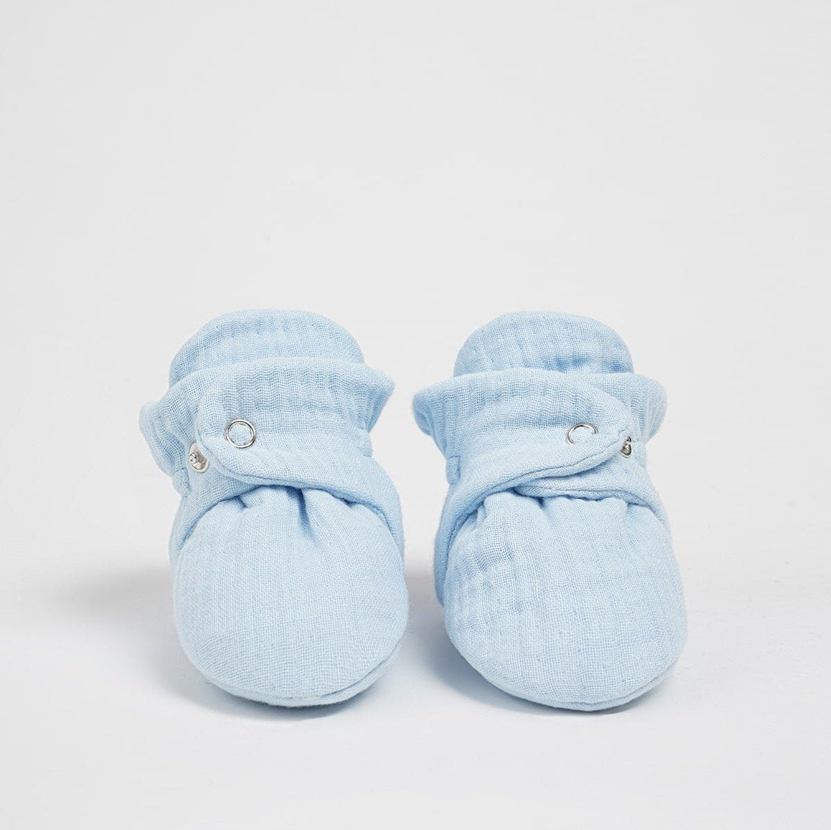 Organic Cotton Muslin Blue Baby Booties