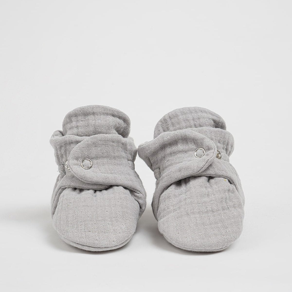 Organic Cotton Muslin Grey Baby Booties