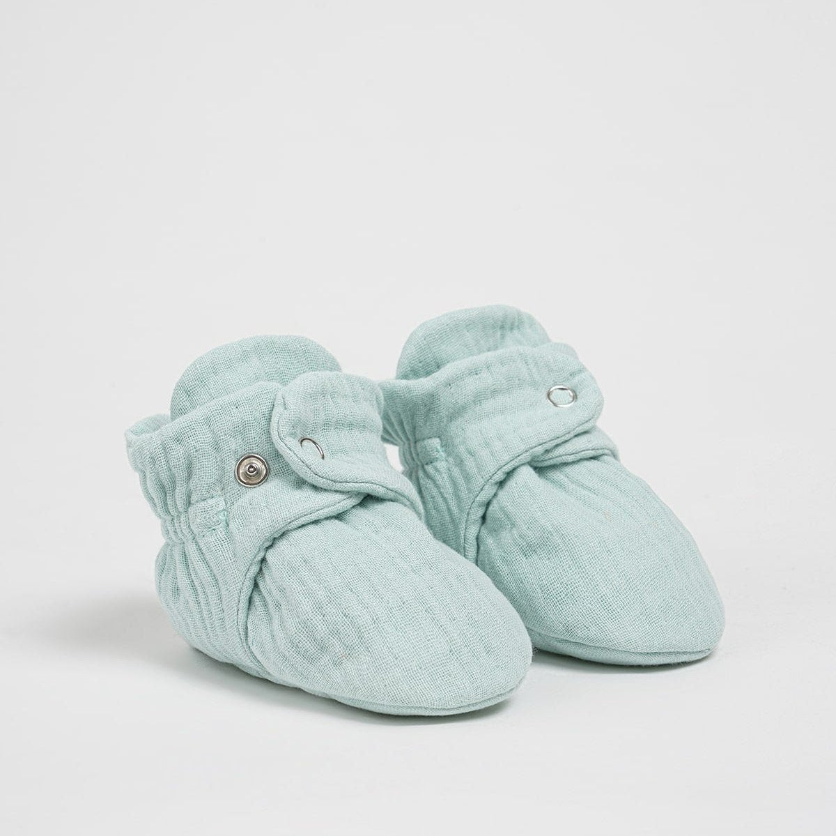 Organic Cotton Muslin Mint Baby Booties