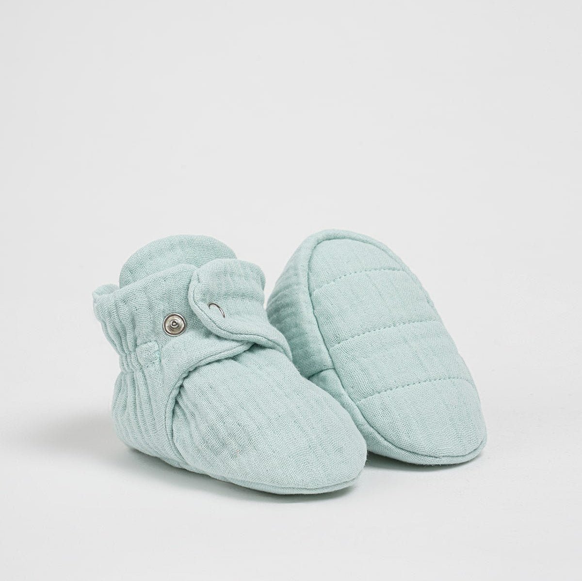 Organic Cotton Muslin Mint Baby Booties