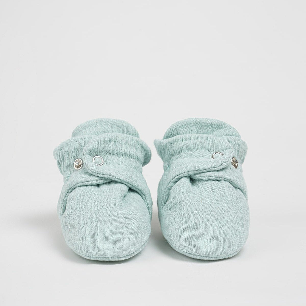 Organic Cotton Muslin Mint Baby Booties