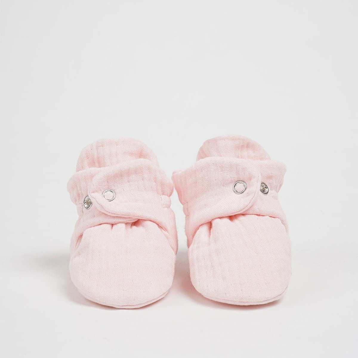 Organic Cotton Muslin Pink Baby Booties