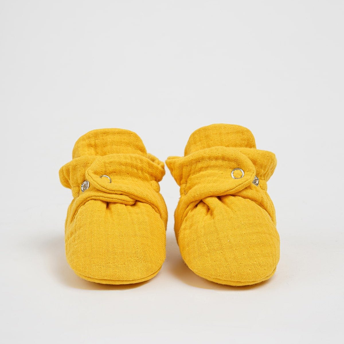 Organic Cotton Muslin Yellow Baby Booties